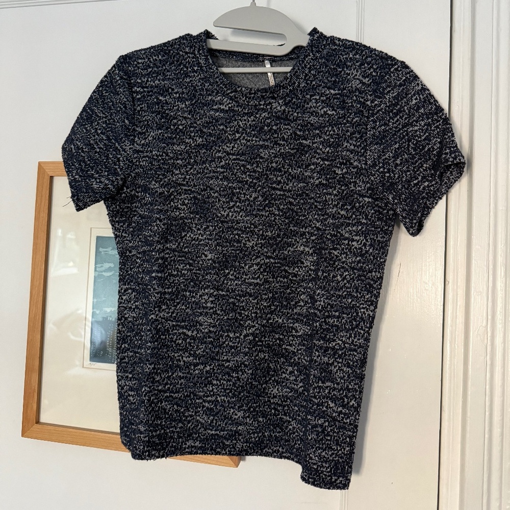 Free People Women's Short-Sleeve Top - Navy/Gray Heathered - Size S